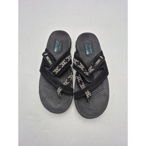 Skechers Women's Reggae Flip Flop Thong Sandals Outdoor Size S Black